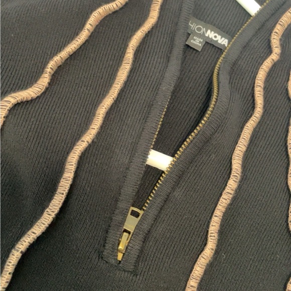 Fashion Nova Black Sweater Dress with Tan Details - Picture 6 of 6